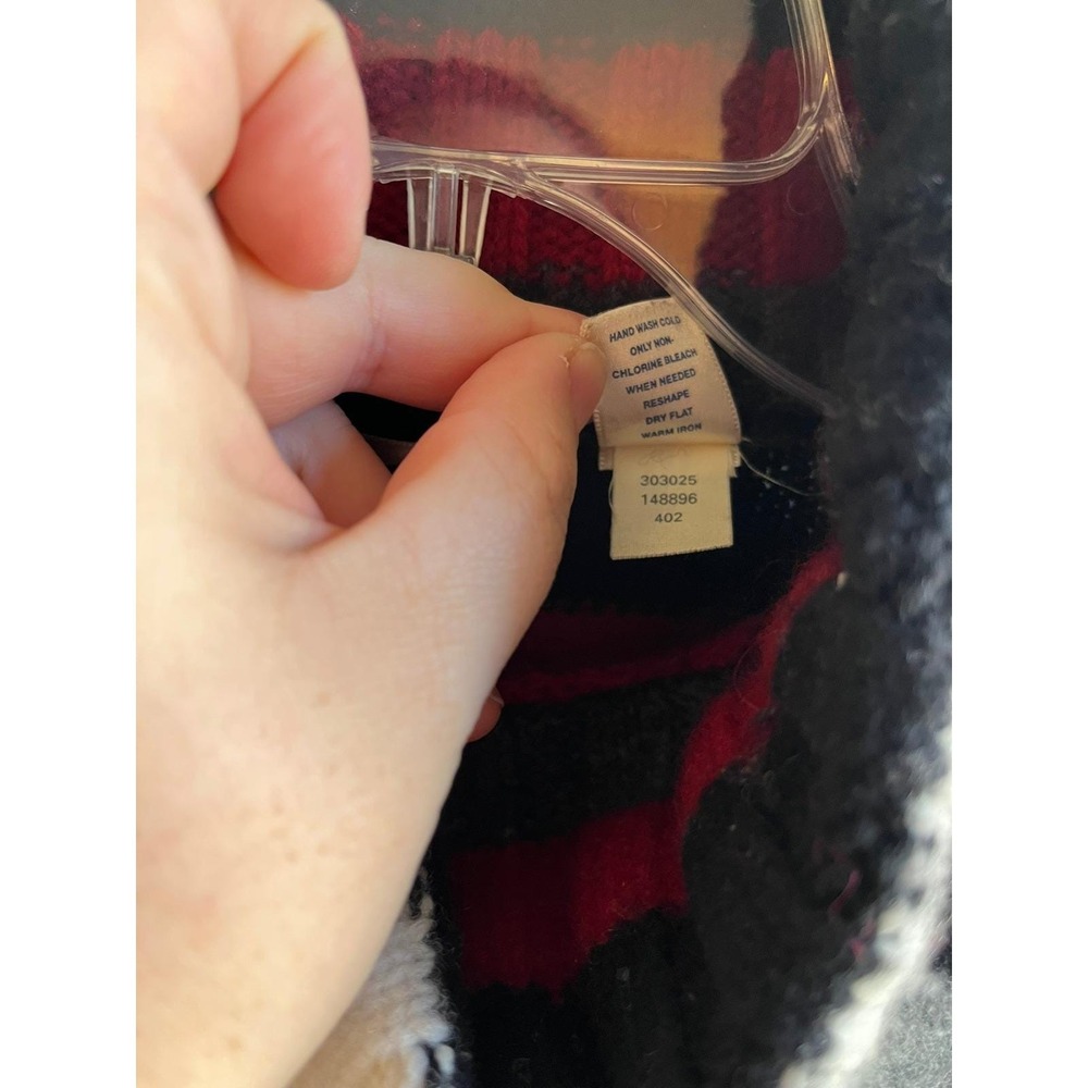 VTG Y2K 2002 Women's Chunky Knit 100% Lambswool Striped Turtleneck Sweater Large - Picture 5 of 6